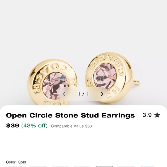 Coach Gold Crystal Stud Earrings - Picture 3 of 3
